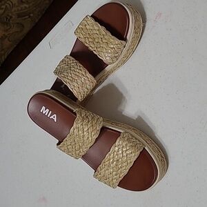 MIA Tan Woven Platform Sandals